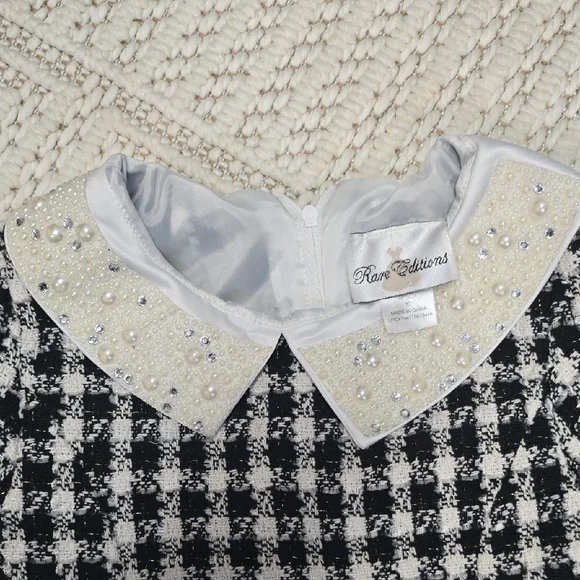 Rare Editions Black and White Plaid Kids Dress - Picture 5 of 11
